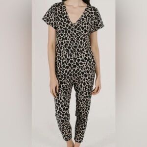 Smash + Tess Sunday Lexi Leopard Print Jumpsuit • Size Small •